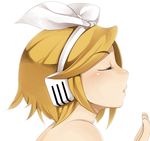  bad_id bad_pixiv_id blonde_hair blush closed_eyes headphones incoming_kiss kagamine_rin kosame_daizu short_hair solo vocaloid 