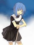  blue_eyes blue_hair dress hama_(22ji_kara_24ji) highres maid original short_hair solo 