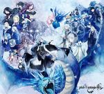  6+girls armor bad_id bad_pixiv_id bird camellia_(pixiv_fantasia) cararina copyright_name dragon drake_(pixiv_fantasia) elaine_(pixiv_fantasia) gigandal_federation giriam_(pixiv_fantasia) heterochromia highres mask miyabi_akino multiple_boys multiple_girls penguin pixiv_fantasia pixiv_fantasia_3 staff sword weapon 