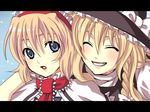  alice_margatroid blonde_hair blue_eyes braid hairband hat irino kirisame_marisa multiple_girls smile touhou witch_hat 