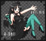  akiyama_mio bare_shoulders black_eyes black_hair checkered don't_say_&quot;lazy&quot; dress facepaint fingerless_gloves garter_belt gloves hat high_heels k-on! legs long_hair mini_hat mini_top_hat sakuraizumi_yuu shoes single_glove solo thighhighs top_hat 