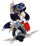  a6m_zero animal_ears chibi copyright_request fang glasses goggles japanese_clothes matsuda_miki miko solo tail world_war_ii 