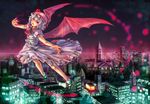  bad_id bad_pixiv_id bat_wings blood blue_hair building cityscape hat red_eyes remilia_scarlet scarlet_devil_mansion short_hair solo touhou wings yuumeibokumeimei 