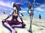  bad_id bad_pixiv_id blonde_hair boots desert flag hat long_hair original penpen_(penpen1942) pink_footwear sitting solo staff wind witch_hat 