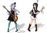  akiyama_mio bad_id bad_pixiv_id bangs bass_guitar black_eyes black_hair blue_hair blue_legwear blunt_bangs boots cosplay costume_switch crossover don't_say_&quot;lazy&quot; dress elbow_gloves fingerless_gloves gloves hair_ornament hair_tubes hairband hat high_heels instrument k-on! kannagi long_hair mini_hat mini_top_hat miniskirt multiple_girls nagi open_mouth pantyhose pikokopiko pleated_skirt purple_eyes shoes simple_background skirt standing tank_top top_hat wand white_skirt 