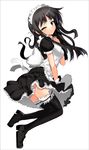  akiyama_mio alternate_costume apron bangs black_hair black_legwear blunt_bangs char enmaided face garters k-on! lingerie long_hair maid maid_headdress one_eye_closed petticoat solo thighhighs underwear 