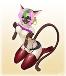  breasts cat clothed clothing feline female gradient_background hair mammal multi-colored_hair nataly-b nipples piercing siamese sitting smile 