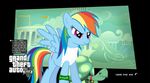  2014 angry clothing cloud collar crossover duo english_text equine female feral flare-chaser friendship_is_magic grand_theft_auto_v hair horn horse long_hair mammal multi-colored_hair my_little_pony pegasus rainbow_dash_(mlp) rainbow_hair tank_(mlp) text tortoise wings wristband 