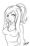  anthro blush breasts clothing female fur ghostblanketboy hair lagomorph line_art looking_at_viewer mammal monochrome rabbit solo uncolored 