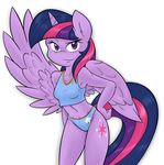  absurd_res ambris anthro anthrofied clothing cutie_mark equine female friendship_is_magic fur hair hi_res horn horse looking_at_viewer mammal my_little_pony panties plain_background pony purple_eyes purple_fur purple_hair shirt smile solo twilight_sparkle_(mlp) underwear white_background winged_unicorn wings 
