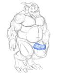  alien anthro barbs biceps blue_penis chubby digitigrade erection horn male multiple_eyes musclegut muscles pecs penis plain_background sketch solo standing white_background wkd yahg 