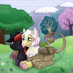 ember_flake equine friendship_is_magic grass gryphon hayden_redtalon horse lying mammal my_little_pony oc_only original_character outside pony smudge_proof tree 