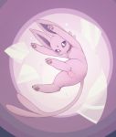  2018 4_toes butt collar ears_up eeveelution espeon female feral forked_tail fur hi_res kekitopu long_ears nintendo pawpads pok&eacute;mon pok&eacute;mon_(species) purple_background purple_eyes purple_fur simple_background snout solo toes video_games 