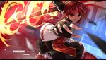  :d artist_name bad_id bad_pixiv_id black_gloves character_name elesis_(elsword) elsword fingerless_gloves fire gloves holding holding_sword holding_weapon looking_at_viewer open_mouth outstretched_arm pyro_knight_(elsword) red_eyes red_hair short_hair smile solo swd3e2 sword weapon 