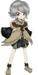  androgynous boots bow brown_coat coat evanescent_existence full_body houlen_yabusame jynx_(artist) len'en long_sleeves lowres official_art oota_jun'ya_(style) short_hair shorts silver_eyes silver_hair sleeves_past_wrists solo transparent_background v-shaped_eyebrows wide_sleeves 