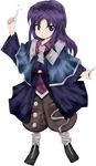  androgynous belt capelet clause coat evanescent_existence full_body jynx_(artist) len'en long_hair long_sleeves looking_at_viewer necktie official_art oota_jun'ya_(style) purple_eyes purple_hair smile solo transparent_background 