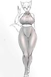  big_breasts breasts camel_toe canine clothed clothing female front_view greyscale mammal milf monochrome mother parent pussy rengrimm solo 