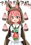  apollo_chocolate bad_id bad_pixiv_id blush chocolate food fruit highres looking_at_viewer open_mouth original personification pink_eyes pink_hair short_hair simple_background smile solo strawberry tantan_men_(dragon) translated white_background 