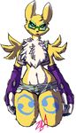  canine chest_tuff clothing digimon eyeliner eyewear female fox glasses lipstick looking_at_viewer mammal renamon shorts towel voluptuous wide_hips zilla zilla_(artist) 