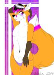  2014 anthro black_nose blush canine claws crossdressing eyewear facial_markings faxy fox fur girly glasses invalid_color invalid_tag lingerie male mammal markings nude open_mouth pink_eyes raised_tail solo underwear white_fur 