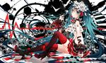  absurdly_long_hair aqua_eyes aqua_hair arm_ribbon bare_shoulders bird black_legwear black_nails bless_you_(module) boots flower frilled_shirt frilled_skirt frills hair_flower hair_ornament hatsune_miku headset high_heel_boots high_heels highres long_hair looking_at_viewer midriff nail_polish nisoku_hokou_(vocaloid) project_diva_(series) project_diva_f_2nd reflective_floor ribbon shirt sitting skirt sleeveless sleeveless_shirt smile solo tattoo thigh_boots thighhighs toutenkou twintails very_long_hair vocaloid wrist_cuffs zettai_ryouiki 