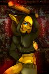 anthro bandage baronessa blood clothing collar female looking_at_viewer looking_back solo 