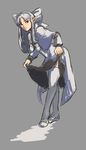  :&lt; alternate_legwear bad_id bad_tumblr_id bow capelet coat commentary crossed_legs curtsey flat_chest flats grey_background hair_bow highres leaning_forward long_hair melty_blood pointy_ears red_eyes red_seiryu revision silver_hair solo thighhighs tsukihime watson_cross white_hair white_legwear white_len 