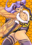  ass bee bee_girl breasts insect_girl large_breasts monster_girl ojosnocturnos purple_eyes purple_hair q-bee vampire_(game) wings 
