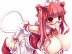  animal_ears borrowed_character breasts cat_ears cat_tail glasses huge_breasts long_hair md5_mismatch morita_(moritania) original red_eyes red_hair solo srco tail 