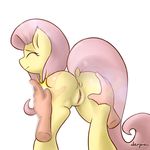  anus butt derpah disembodied_hand duo equine eyes_closed female feral fluttershy_(mlp) friendship_is_magic fur hair hands human long_hair mammal my_little_pony pink_hair plain_background pussy spanking white_background yellow_fur 