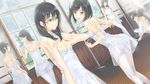  6+girls ass ballerina ballet black_eyes black_hair blush breasts dressing eyes_closed flowers_(game) glasses happy highres innocent_grey legs leotard long_hair mirror multiple_girls short_hair sitting skirt small_breasts smile standing thighs window 