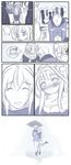  1girl absurdres admiral_(kantai_collection) ahoge bare_shoulders bent_over blush casual closed_eyes comic couple dakimakura_(object) detached_sleeves hairband happy hasaya hat hetero highres hug japanese_clothes kantai_collection kongou_(kantai_collection) left-to-right_manga long_hair monochrome open_mouth pillow sad silent_comic sitting smile snow special_feeling_(meme) speech_bubble spit_take spitting sweatdrop tears television thighhighs umbrella walking 