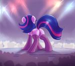  butt camel_toe crowd cutie_mark dock equine female friendship_is_magic fur hair horn horse lights mammal my_little_pony panties ponegranate pony purple_fur purple_hair shadow socks solo solo_focus stage standing twilight_sparkle_(mlp) underwear winged_unicorn wings 