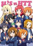  ;d blazer crossover grin hirasawa_yui hoshizora_rin jacket k-on! kotobuki_tsumugi kousaka_honoka love_live! love_live!_school_idol_project multiple_girls nakano_azusa nico_nico_nii nishikino_maki one_eye_closed open_blazer open_clothes open_jacket open_mouth otonokizaka_school_uniform paw_pose sakuragaoka_high_school_uniform school_uniform skirt smile sonoda_umi tainaka_ritsu yazawa_nico yuuki_sonisuke 