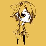  :&gt; chibi hairband hiei_(kantai_collection) kantai_collection kouji_(campus_life) looking_at_viewer lowres monochrome nontraditional_miko pantyhose short_hair skirt solo spot_color thighhighs yellow 