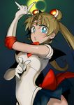  :o back_bow bishoujo_senshi_sailor_moon blonde_hair blue_eyes blue_sailor_collar bow double_bun elbow_gloves gloves highres long_hair looking_at_viewer red_bow sailor_collar sailor_moon sailor_senshi_uniform solo tsuki_ni_kawatte_oshioki_yo tsukino_usagi upper_body v-shaped_eyebrows white_gloves yang3 