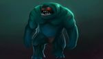  biceps chubby dota fangs fish glowing glowing_eyes green_skin krokodainer leviathan_the_tidehunter loincloth male marine musclegut muscles pecs red_eyes sharp_teeth solo stripes teeth tidehunter 