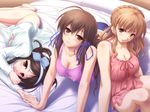  bed blush breasts brown_eyes brown_hair cleavage kounose_akara original panties s_kanojo underwear 