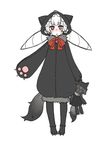  :&lt; animal_hood blush boots cat_hood drill_hair flat_chest gloves hair_ribbon highres hood hoodie jon_henry_nam knee_boots long_hair original pale_skin paw_gloves paws pink_eyes pointy_ears ribbon solo stuffed_toy tail twin_drills twintails white_hair 