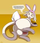  alien animal_ears anus balls betelgeusian big_balls blush bunny_tail cat dialog easter english_text erection feline holidays looking_back male mammal meow_(space_dandy) muzz penis phone rabbit_ears space_dandy sweat text 