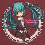  aqua_eyes aqua_hair chibi happy_birthday hatsune_miku hatsune_miku_(append) long_hair nigo one_eye_closed piano_keys smile solo twintails very_long_hair vocaloid vocaloid_append 