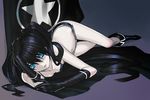  black_hair black_rock_shooter black_rock_shooter_(character) blue_eyes boots gloves long_hair lying on_side pale_skin sakamoto_mineji scar solo twintails 