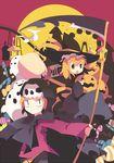  1girl bad_id bad_pixiv_id candy food full_moon fuukadia_(narcolepsy) ghost halloween jack-o'-lantern moon original pumpkin scythe 