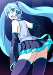  aqua_eyes aqua_hair hatsune_miku long_hair nagami_yuu solo thighhighs twintails vocaloid zettai_ryouiki 