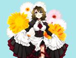  bad_id bad_pixiv_id banned_artist brown_hair dress flower frills maid melting_scarlet shannon solo tattoo umineko_no_naku_koro_ni 