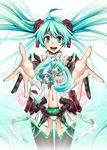  aqua_eyes aqua_hair belt bridal_gauntlets chibi elbow_gloves fingerless_gloves gloves hatsune_miku hatsune_miku_(append) long_hair navel necktie panties smile solo spring_onion striped striped_panties twintails underwear very_long_hair vocaloid vocaloid_append windart 