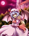  bat_wings building moon red_moon remilia_scarlet scarlet_devil_mansion seven_star solo touhou wings 