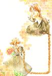  bouquet braid flower grimm's_fairy_tales head_wreath iinuma_chika ivy long_hair multiple_girls rapunzel rapunzel_(grimm) traditional_media very_long_hair watercolor_(medium) 