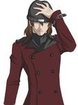  aragaki_shinjirou artist_request beanie brown_hair hat highres male_focus persona persona_3 solo trench_coat 