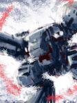  blurry mecha metal_gear_(series) metal_gear_rex metal_gear_solid michael motion_blur no_humans open_mouth simple_background solo walker weapon white_background 